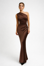 Loovay Seraphine Jurk, Asymmetrische Satijnlook