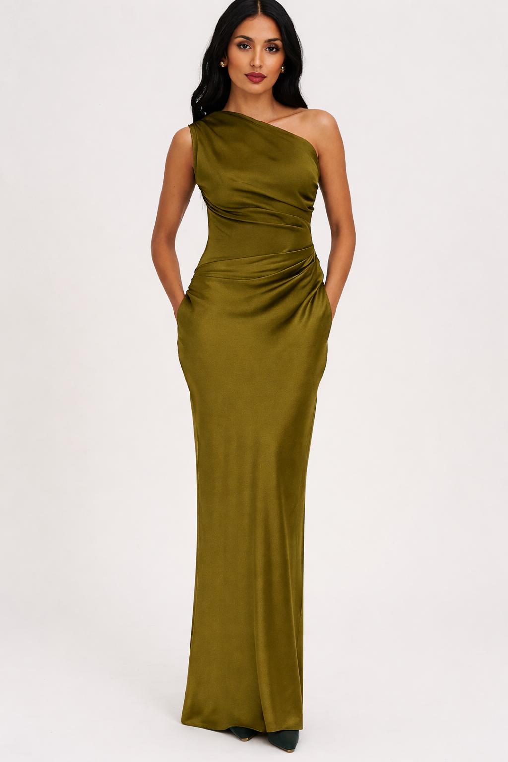 Loovay Seraphine Jurk, Asymmetrische Satijnlook