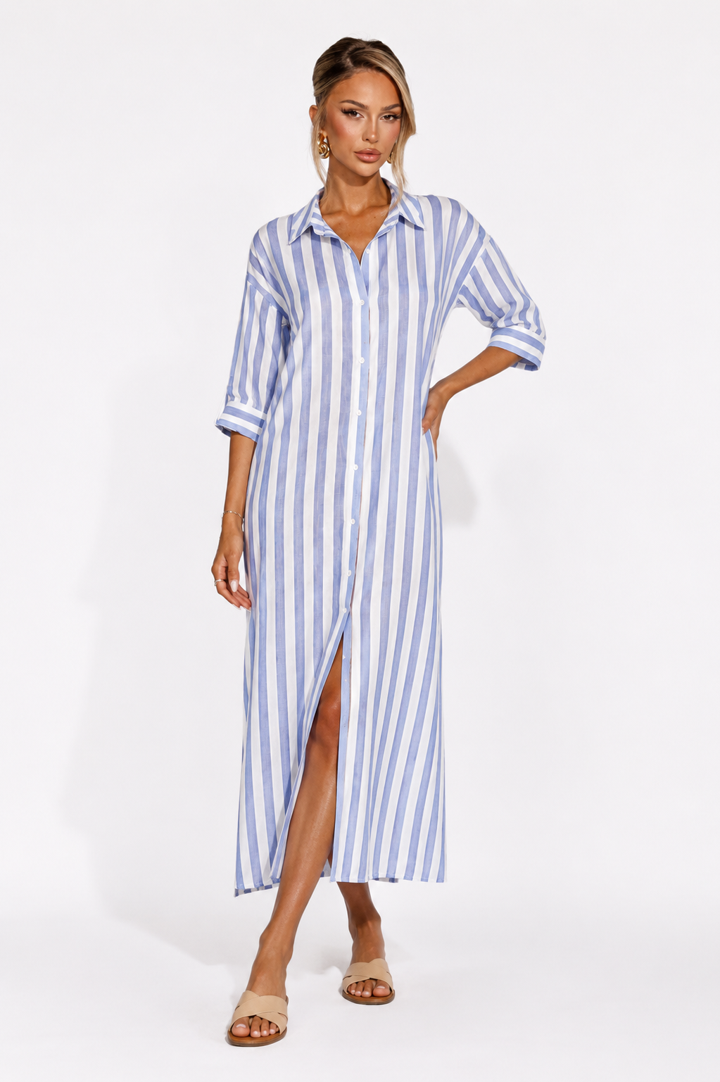 Loovay Strivelle Jurk, Gestreepte Maxi