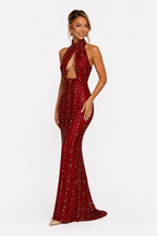 Loovay Ravelle Jurk, Pailletten Halter Maxi