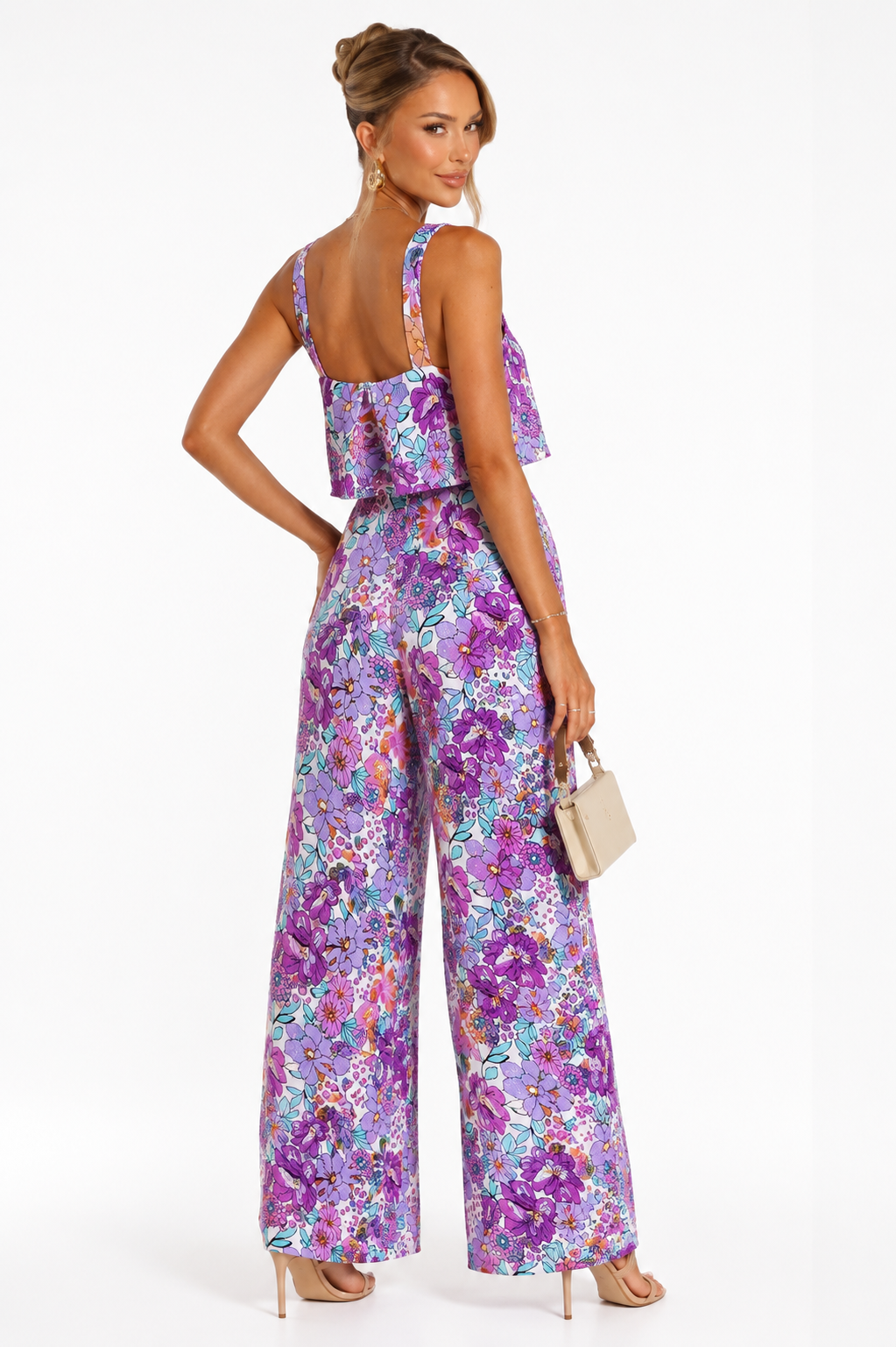Loovay Giselle Jumpsuit, Bloemenprint Wide Leg Design