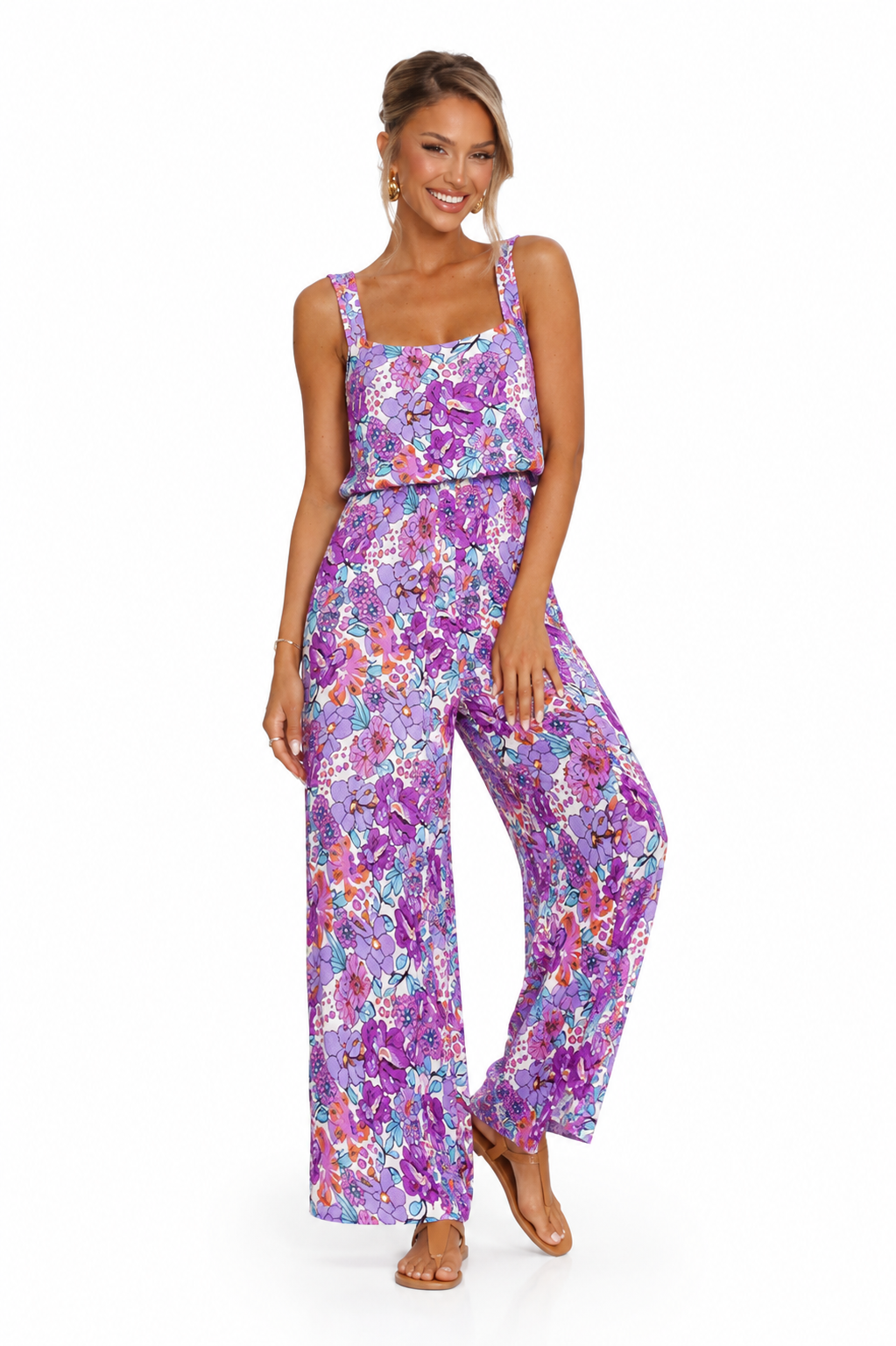 Loovay Giselle Jumpsuit, Bloemenprint Wide Leg Design