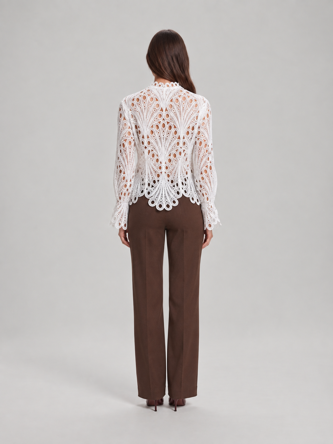 Loovay Calista Opengewerkte Kant Blouse