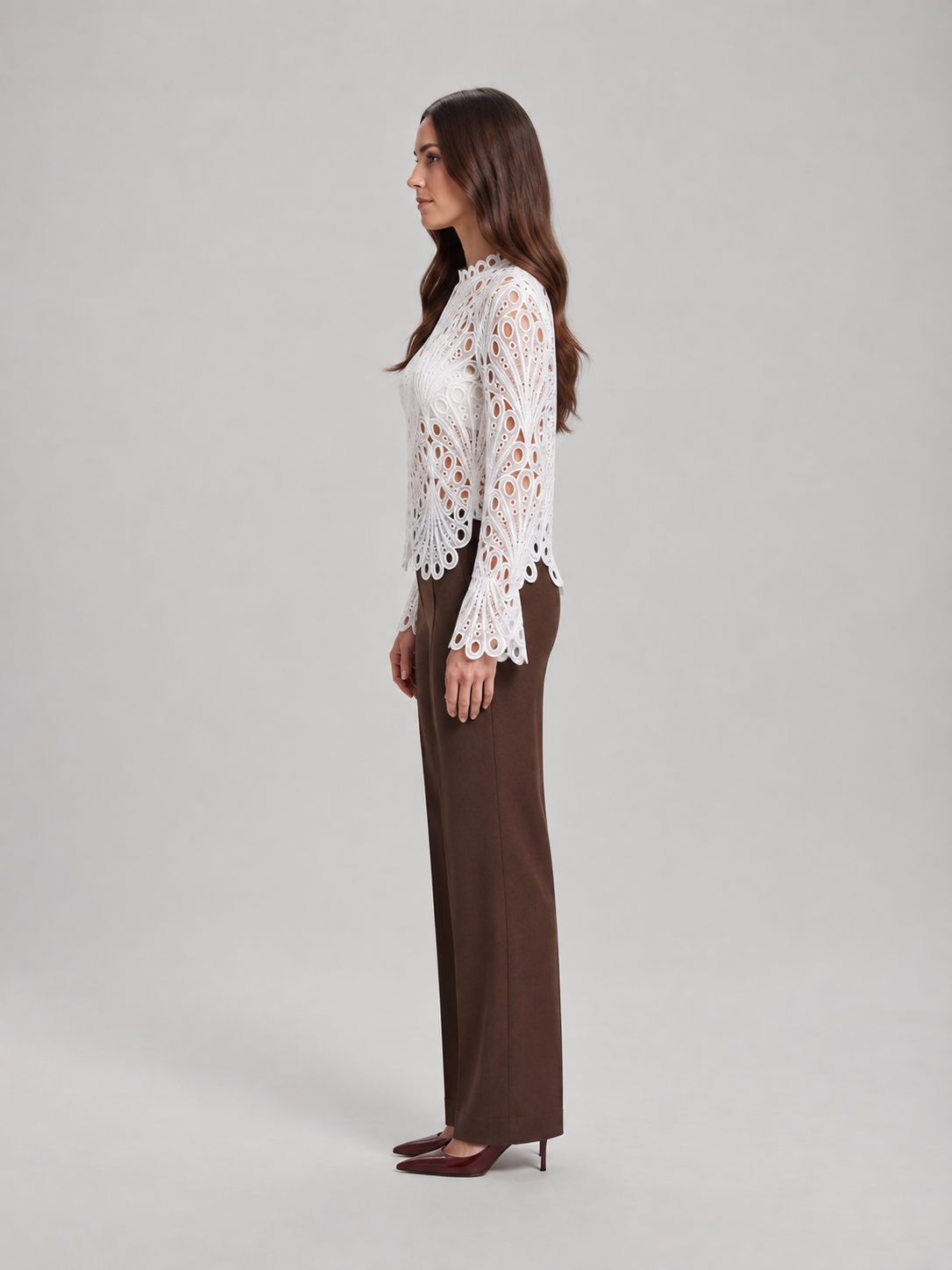 Loovay Calista Opengewerkte Kant Blouse