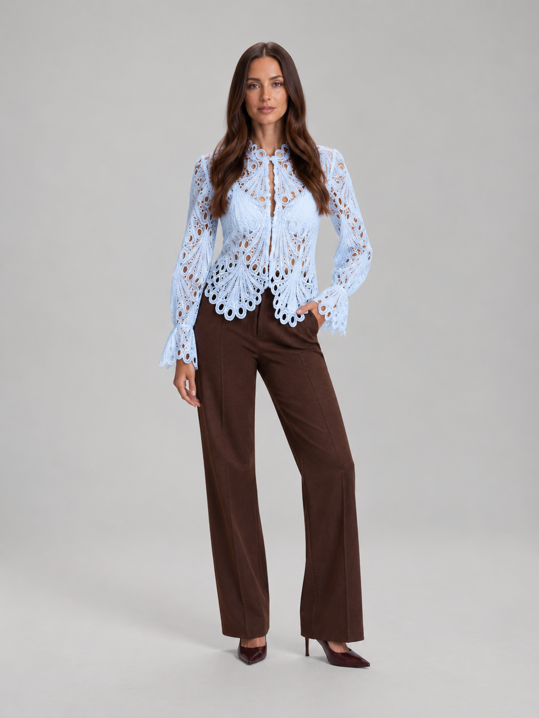 Loovay Calista Opengewerkte Kant Blouse