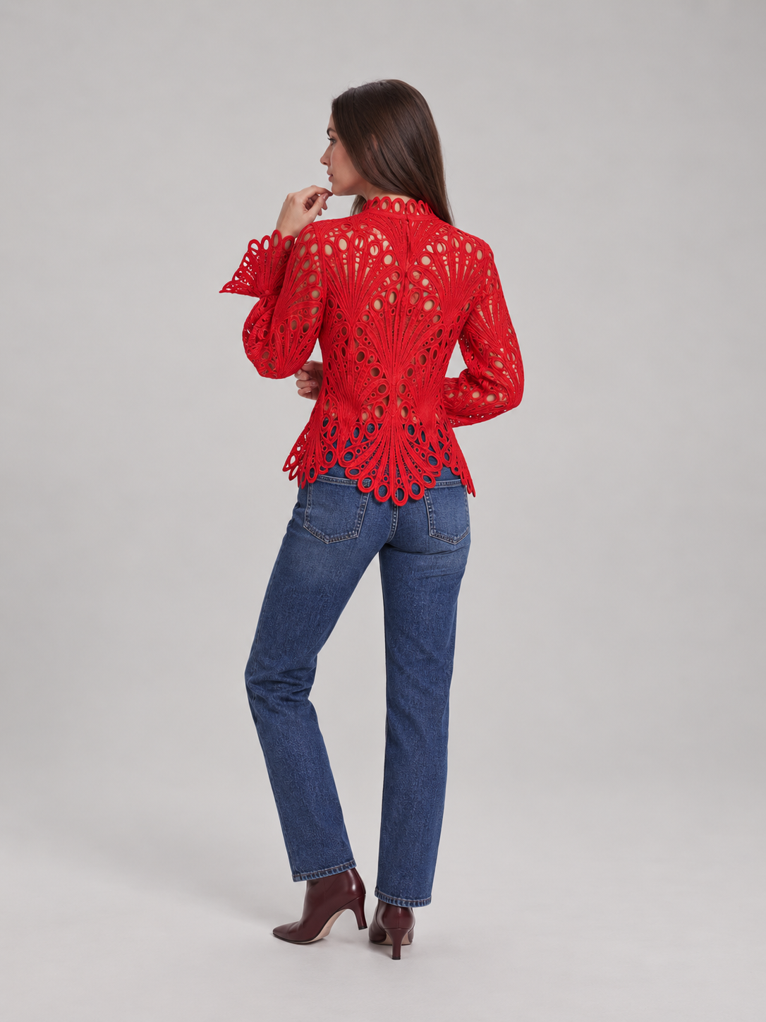 Loovay Calista Opengewerkte Kant Blouse