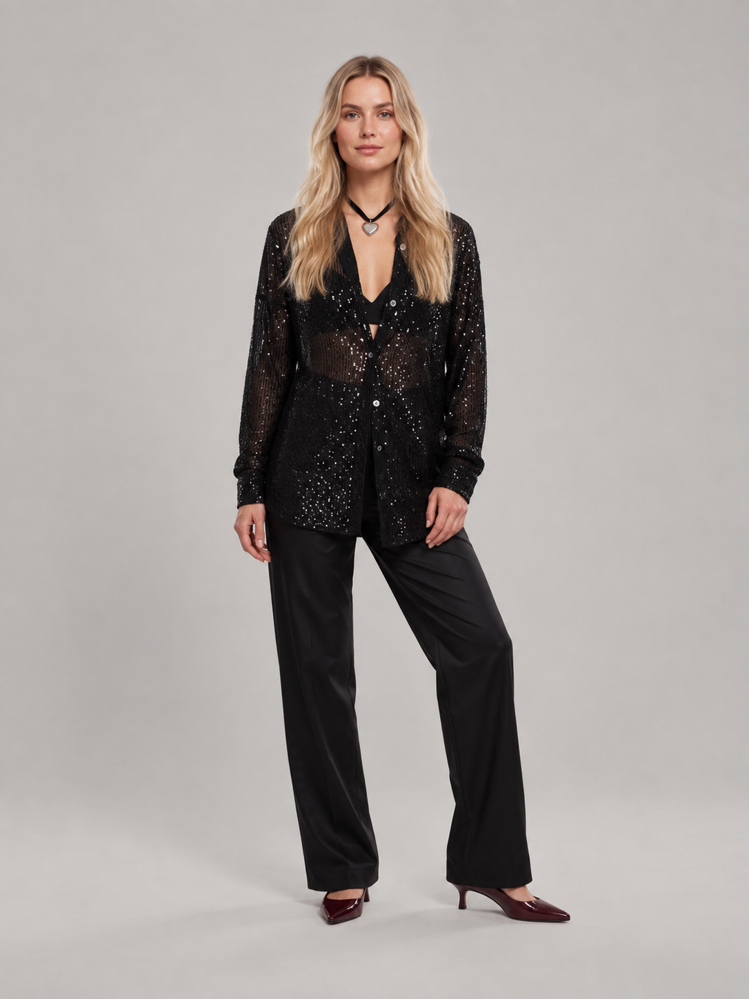 Loovay Virelle Pailletten Blouse