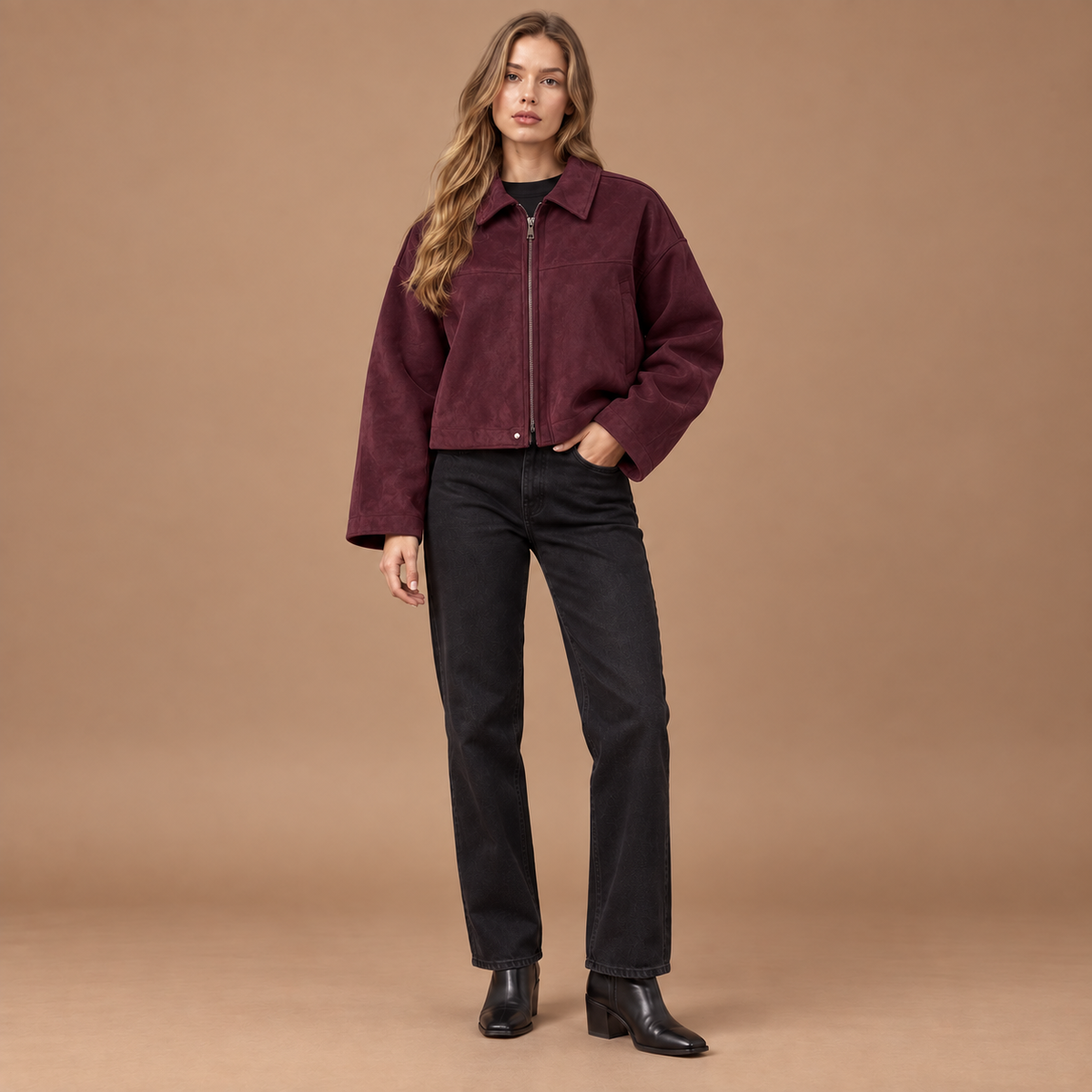 Loovay Elvara Oversized Suèdelook Tussenjas