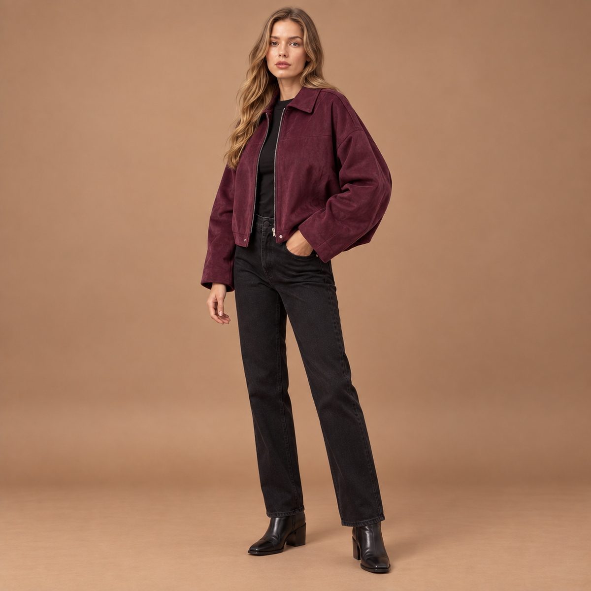 Loovay Elvara Oversized Suèdelook Tussenjas