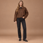 Loovay Elvara Oversized Suèdelook Tussenjas