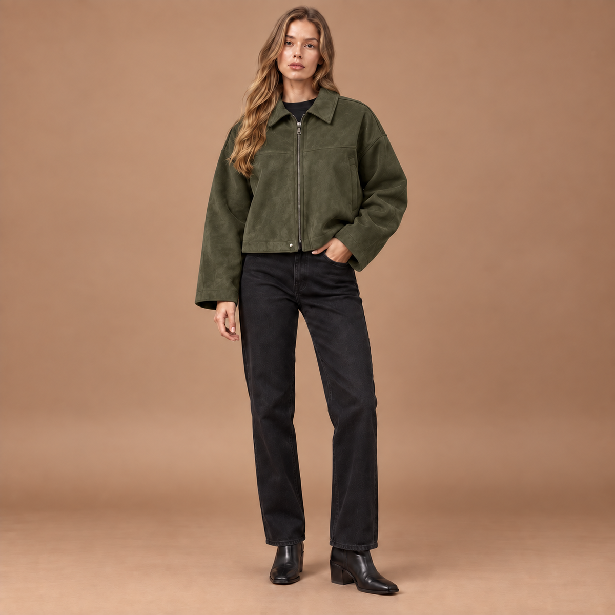 Loovay Elvara Oversized Suèdelook Tussenjas