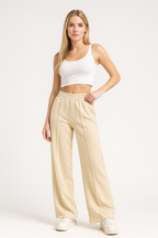 Loovay Motion, Wide Leg Broek met Elastische Taille