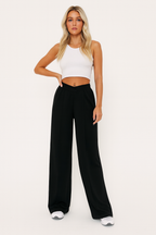 Loovay Motion, Wide Leg Broek met Elastische Taille