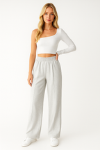 Loovay Motion, Wide Leg Broek met Elastische Taille