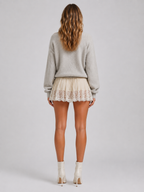 Loovay Roselle, Kanten Mini-Rok met Ruches
