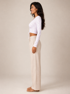 Loovay Floriva Top, Crop Top met Bloemenprint en Strik