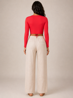 Loovay Floriva Top, Crop Top met Bloemenprint en Strik