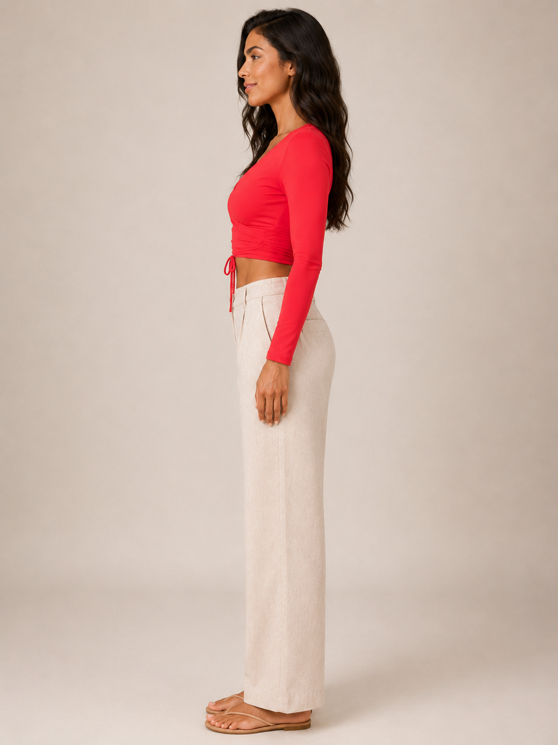 Loovay Floriva Top, Crop Top met Bloemenprint en Strik