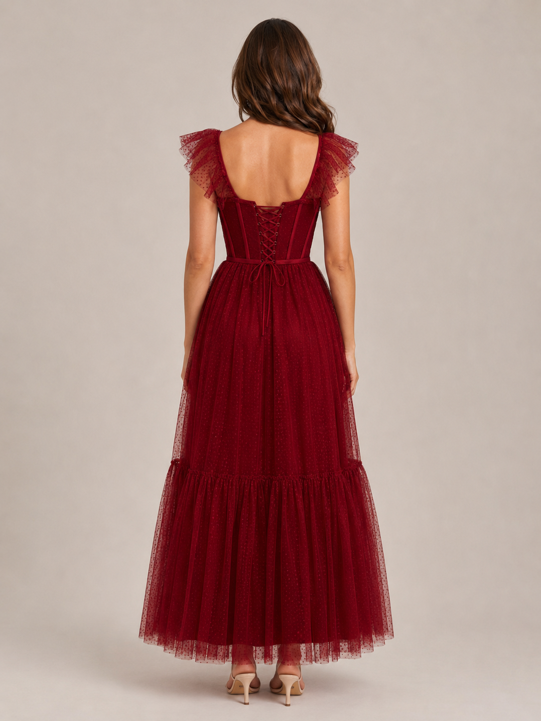 Loovay Florelune Maxi Jurk met Corsetlijfje en Tule