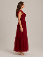 Loovay Florelune Maxi Jurk met Corsetlijfje en Tule