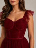Loovay Florelune Maxi Jurk met Corsetlijfje en Tule