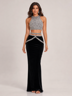 Loovay Elarisse Strass Feestset met Maxi Rok