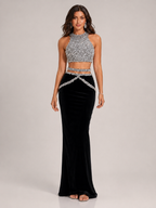 Loovay Elarisse Strass Feestset met Maxi Rok