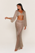 Loovay Aurelia Set, Metallic Top met Maxi Rok