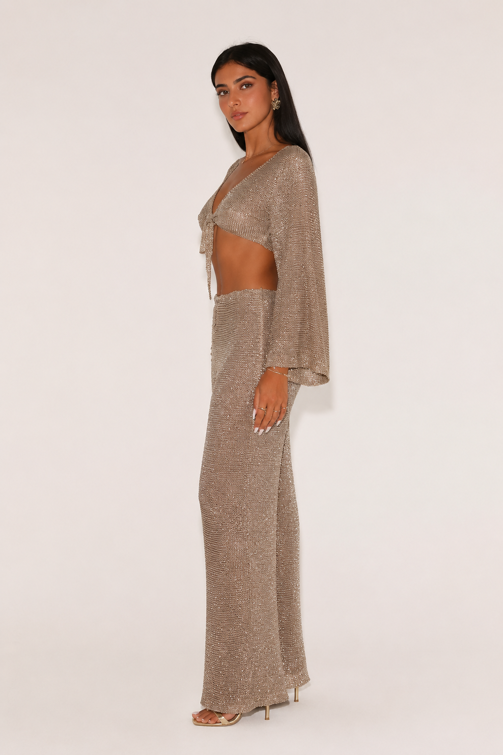 Loovay Aurelia Set, Metallic Top met Maxi Rok
