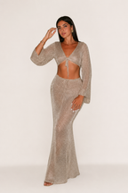 Loovay Aurelia Set, Metallic Top met Maxi Rok