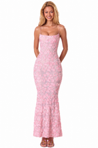 Loovay Valora Jurk, 3D Bloemen Maxi