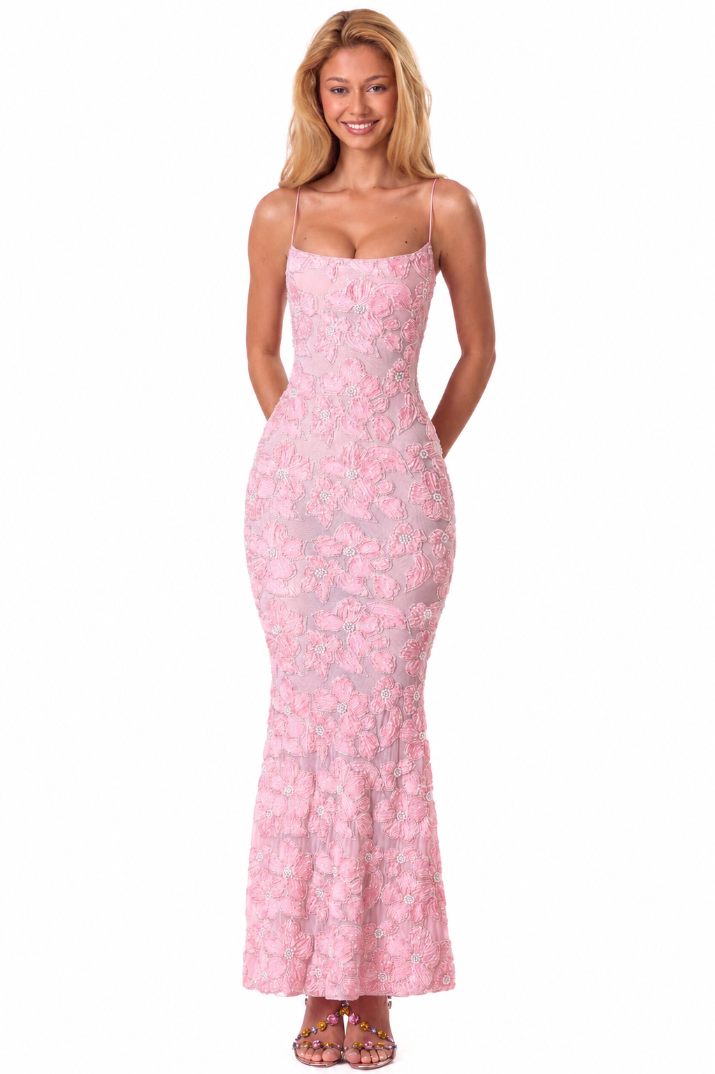 Loovay Valora Jurk, 3D Bloemen Maxi