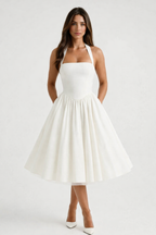 Loovay Vivienne Jurk, Vintage Halter Silhouet