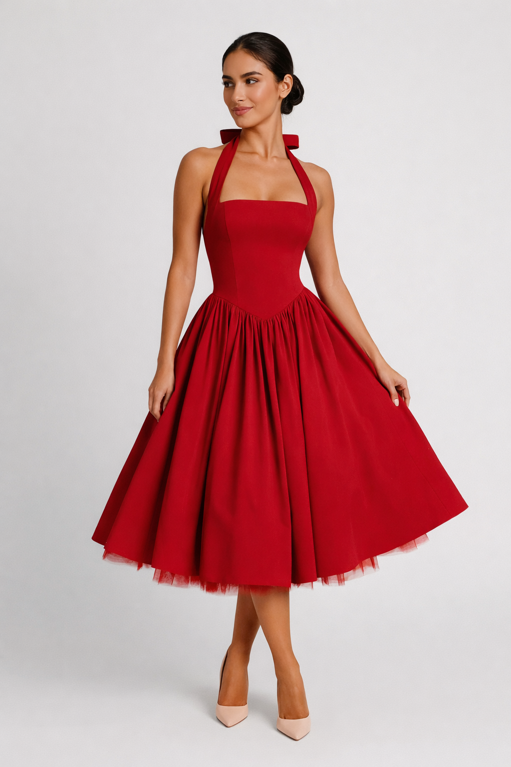 Loovay Vivienne Jurk, Vintage Halter Silhouet