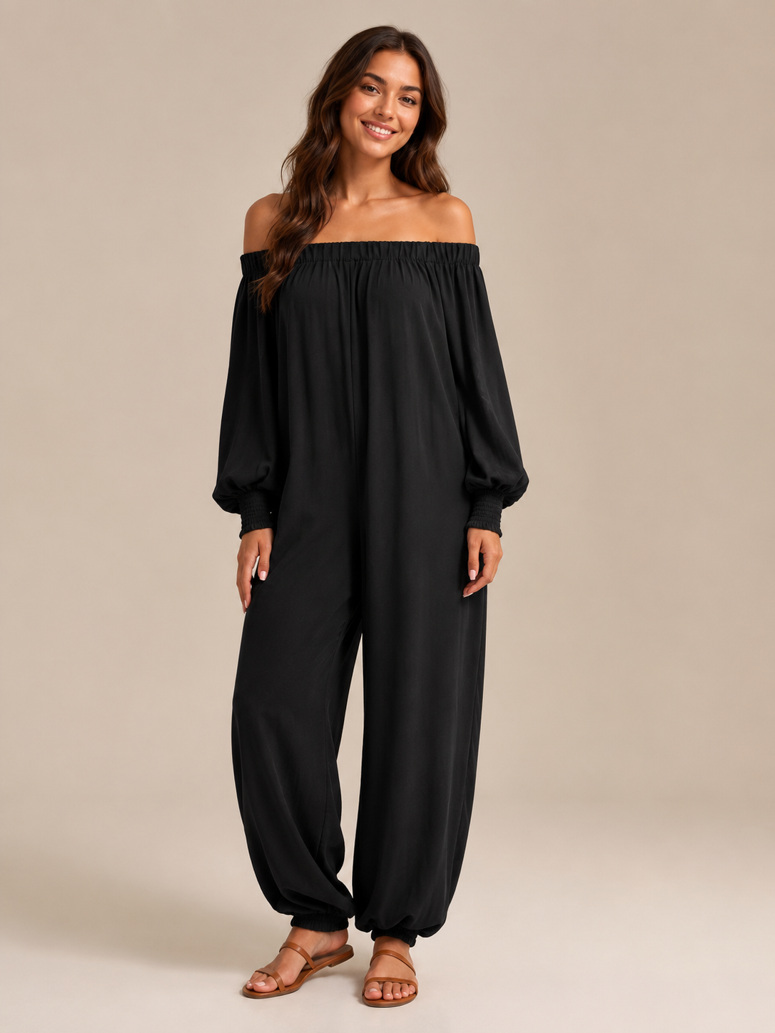 Loovay Swaya Off-Shoulder Jumpsuit, Ruime Pasvorm