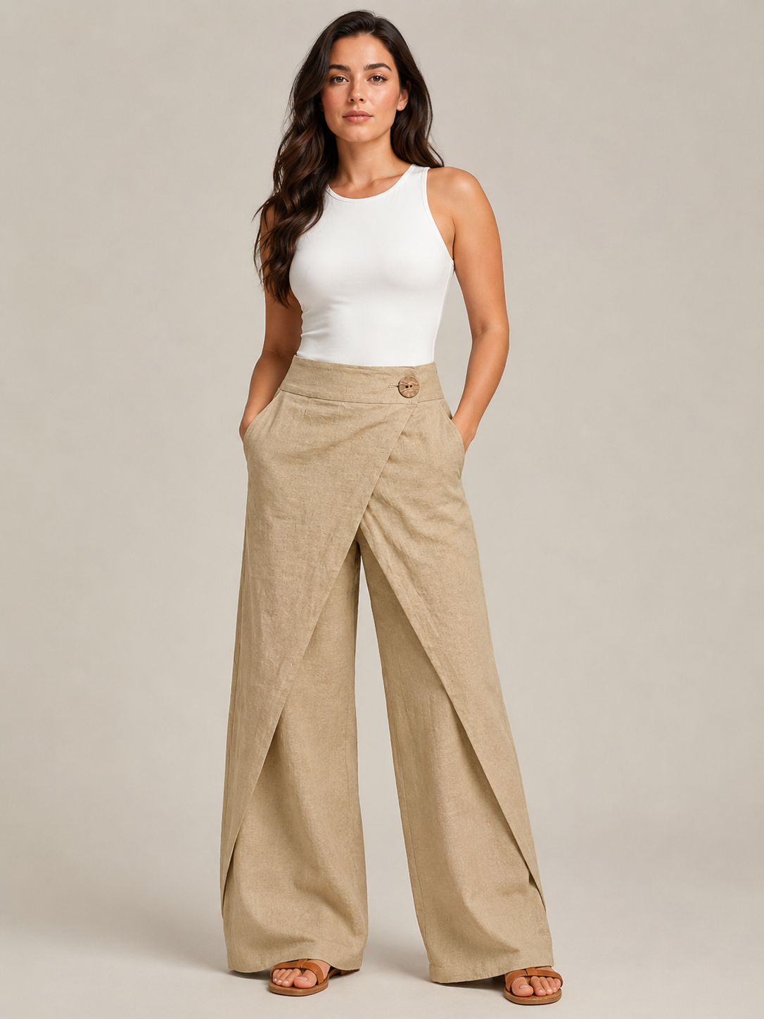 Loovay Nivelle Katoenen Broek met Elastische Taille