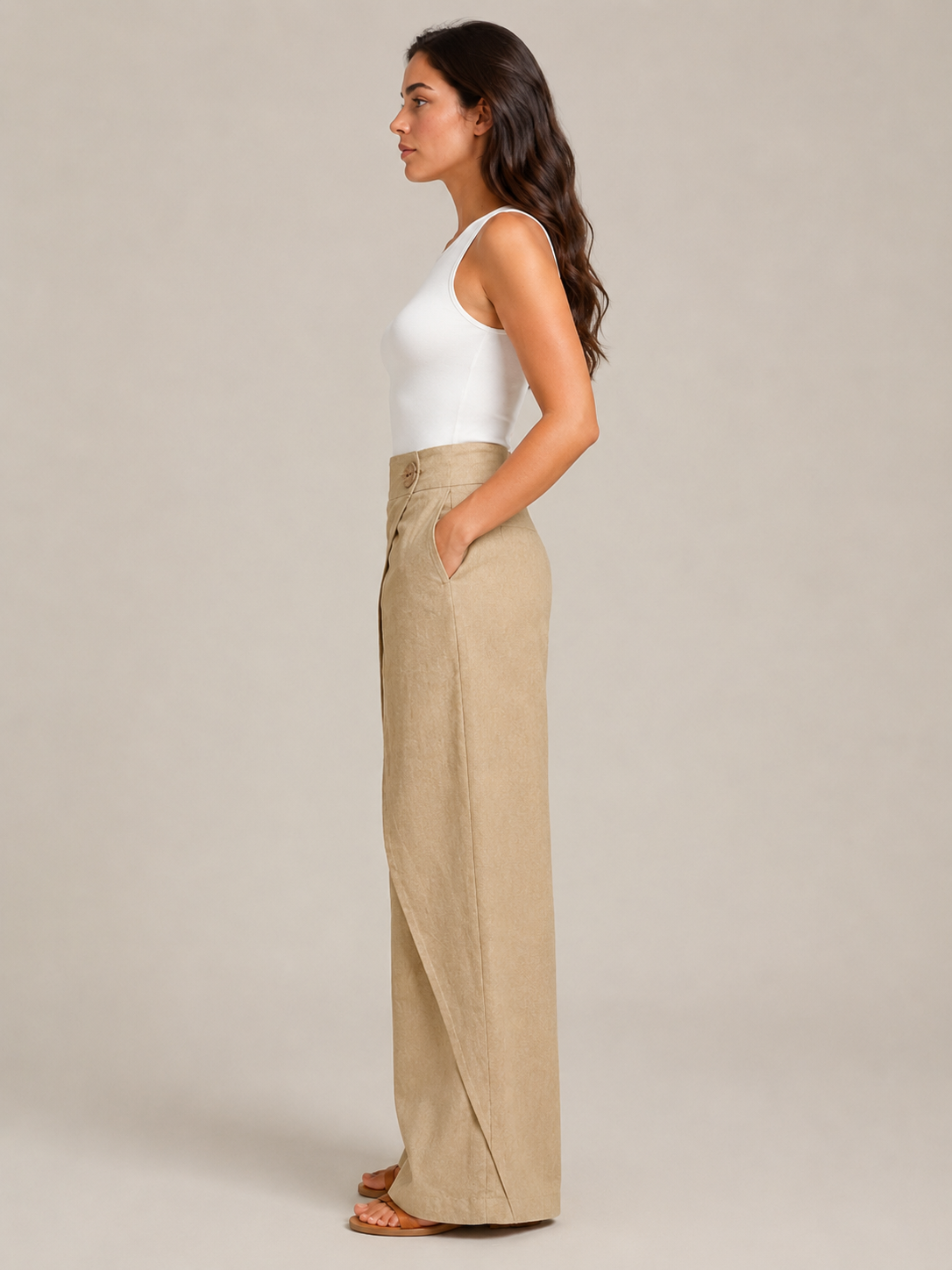 Loovay Nivelle Katoenen Broek met Elastische Taille