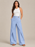 Loovay Nivelle Katoenen Broek met Elastische Taille