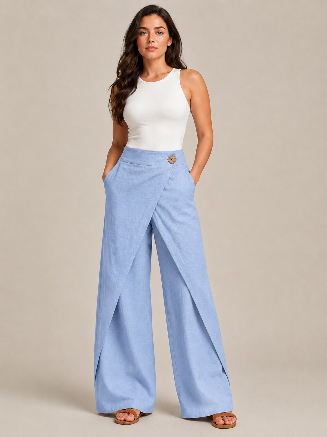 Loovay Nivelle Katoenen Broek met Elastische Taille
