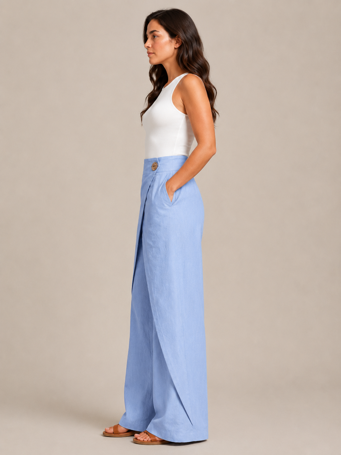 Loovay Nivelle Katoenen Broek met Elastische Taille