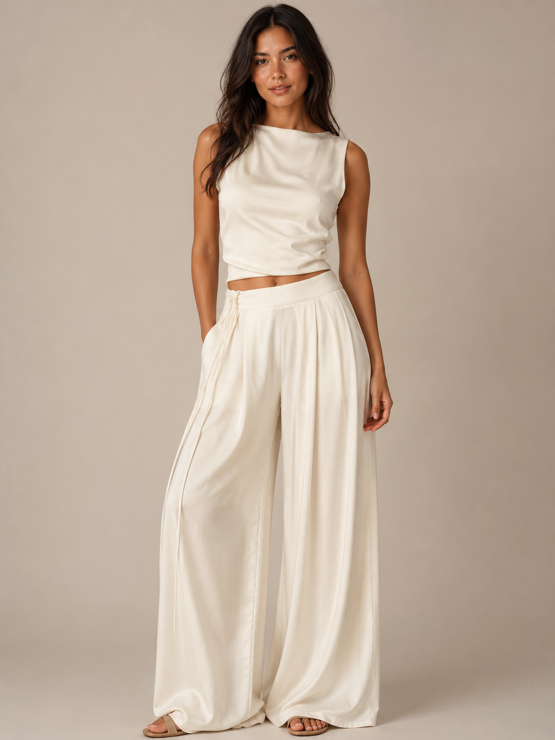 Loovay Sorellia Set met Open Rug Top en Wijde Broek