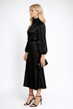 Loovay Solvienne Jurk, Satijnlook Midi Design