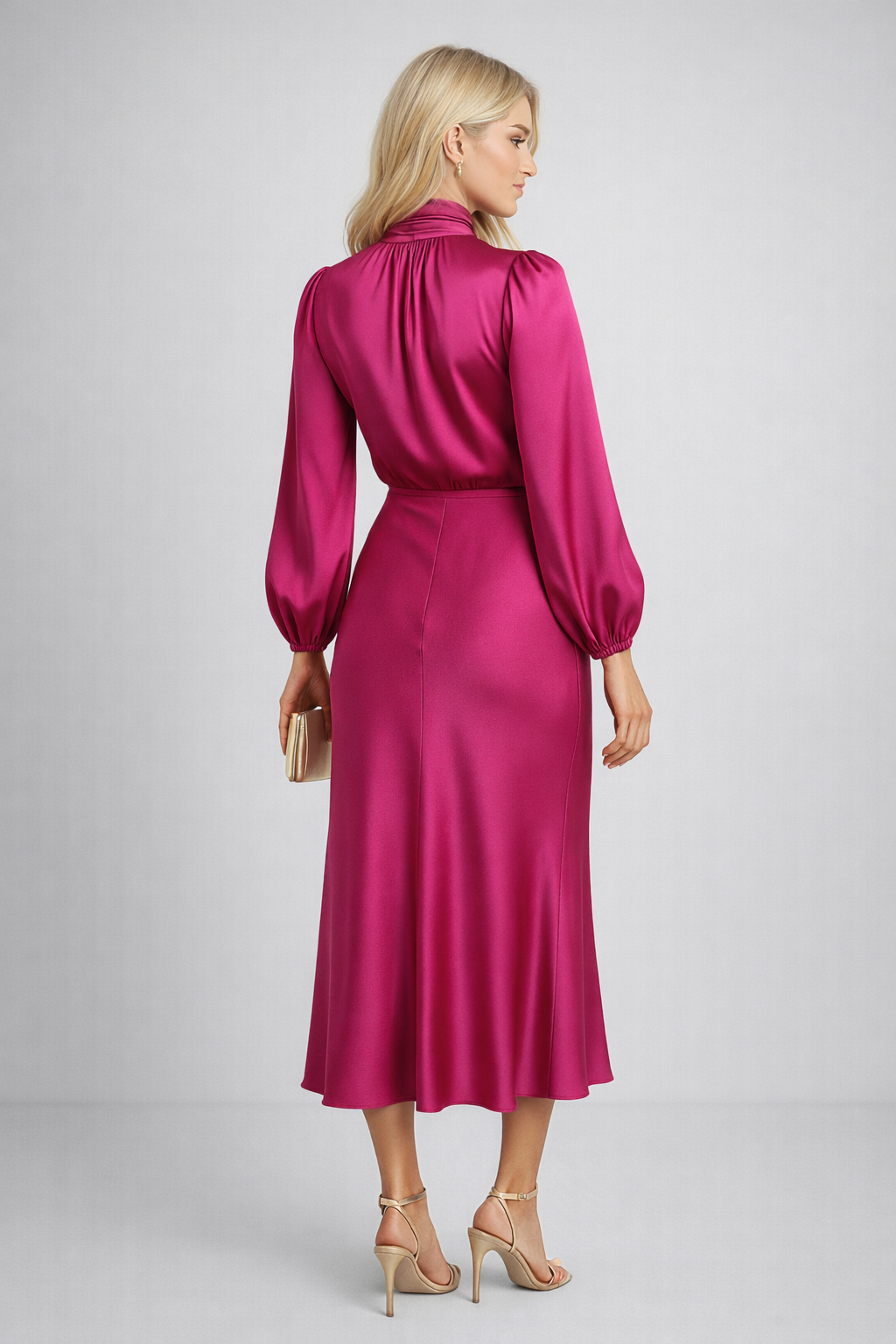 Loovay Solvienne Jurk, Satijnlook Midi Design