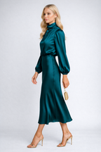 Loovay Solvienne Jurk, Satijnlook Midi Design