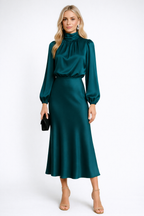 Loovay Solvienne Jurk, Satijnlook Midi Design