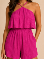 Loovay Alenise Korte Jumpsuit met Gerimpeld Bovenstuk