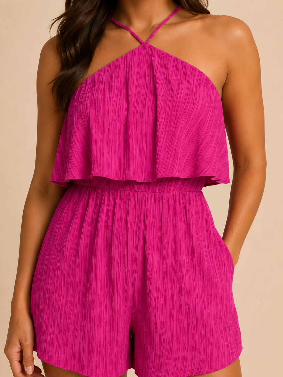Loovay Alenise Korte Jumpsuit met Gerimpeld Bovenstuk