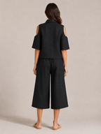 Loovay Viorena Set met Cold Shoulder Top en Culotte