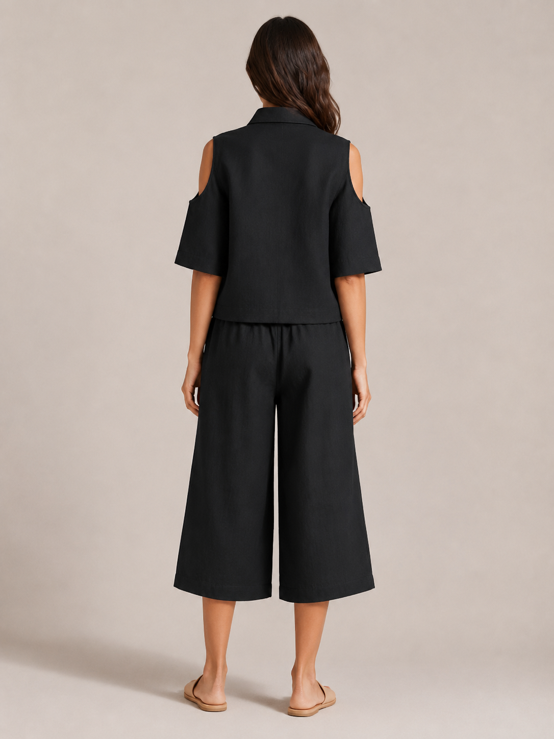 Loovay Viorena Set met Cold Shoulder Top en Culotte