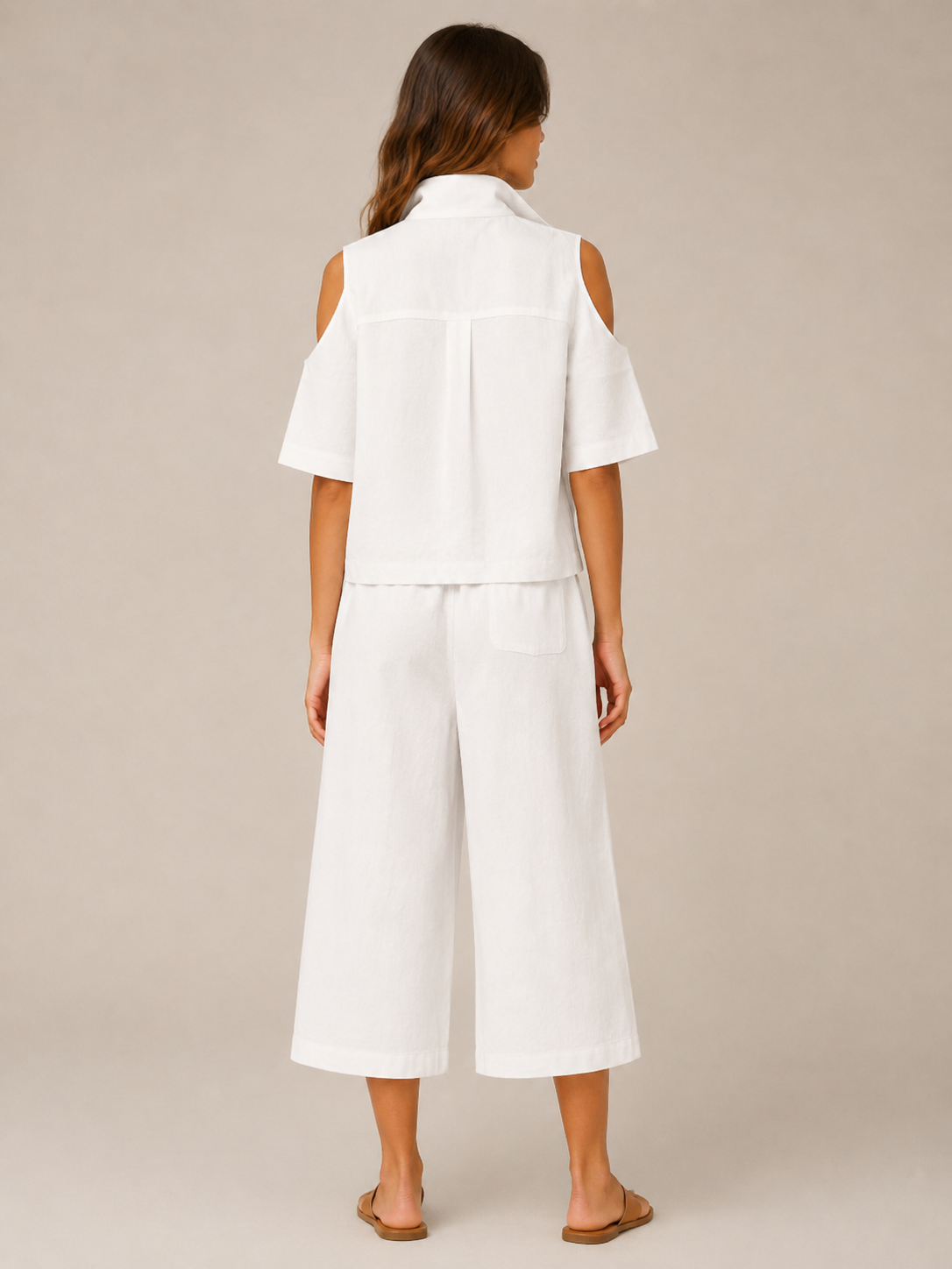 Loovay Viorena Set met Cold Shoulder Top en Culotte